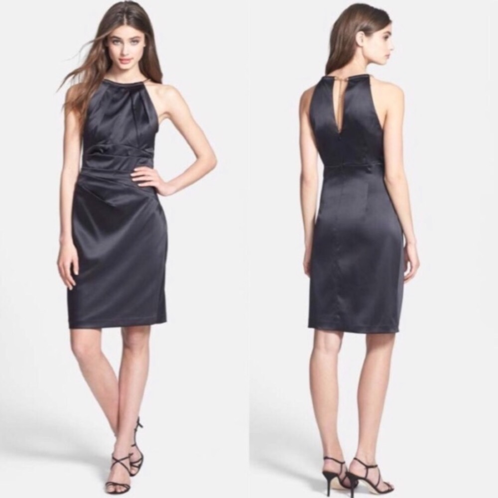 Eliza J Missy Satin Halter Dress Black Size 6